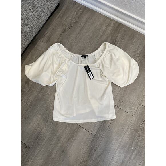 Women’s White Blouse Small Puff Sleeve NWT‎ Banana Republic X Reprive - Picture 4 of 6